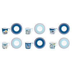 סט 6 כוסות אספרסו + תחתית פורצלן SEA DREAMS בקופסת מתנה