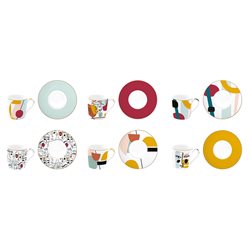 סט 6 ספלי אספרסו + תחתית פורצלן MODERNISM בקופסת מתנה