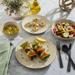 סט צלחות קרם MATISSE עם חישוקים כהים וזיגוג יפה 16 חלקים (4 סועדים)