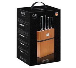 בלוק סכינים 5 חלקים הכולל 4 סכינים + מעמד עץ SIGNATURE