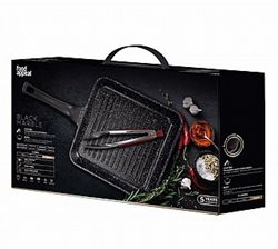 מארז מחבת גריל 28 ס"מ + מלקחיים BLACK MARBLE