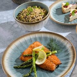 GE MAYFAIR BAY סט צלחות תכלת חום סט לארבעה סועדים