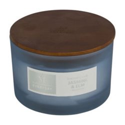 JASMINE & ELM נר ריחני יסמין ובּוּקִיצָה עם מכסה עץ מהודר 454 גרם