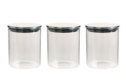סט מזון (3) חלק ה/קפה/סוכר 730 מ"ל 9.12*3.10 ס"מ זכוכית עם מכסה מתכת סולתם
