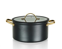 סיר 14*28 ס"מ Platinum 8.2 ליטר יציקת אלומיניום ידיות זהב סולתם