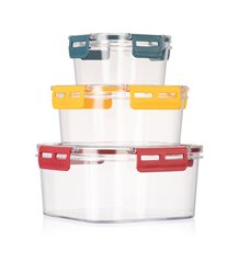 מיכלי אחסון מרובעים סט (3) צבעוני פלסטיק סולתם