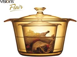 סיר זכוכית 3.8 ל' + מכסה, Visions Flair