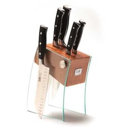 בלוק סכינים 6 חלקים הכולל 5 סכינים + מעמד זכוכית