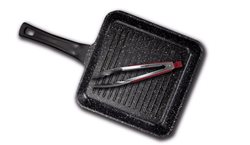 מארז מחבת גריל 28 ס"מ + מלקחיים BLACK MARBLE