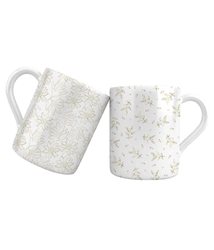 סט 2 מאגים 13.5 ס"מ עלים זהב + 2 כפיות נירוסטה ESPECIALLY FOR YOU